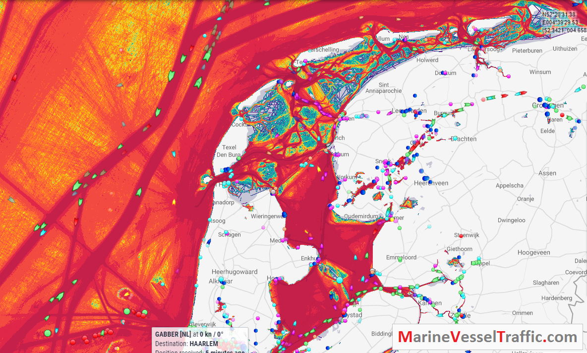 Live Marine Traffic, Density Map and Current Position of ships in IJSSELMEER LAGOON